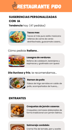 Carta digital de restaurante con recomendaciones personalizadas con IA